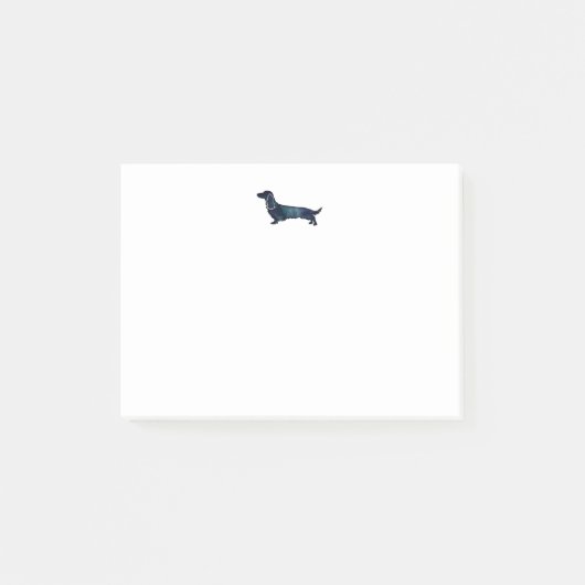 Post-it® Aquarelle noire longue hailée Dachshund (Devant)