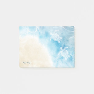 Post-it® Aquarelle Océan Turtle blanche