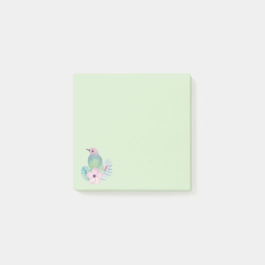 Post-it® Aquarelle Oiseau et fleurs (Devant)