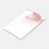 Post-it® Aquarelle or Rose élégant Abstrait Monogrammé (Incliné)