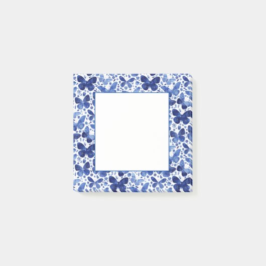Post-it® Aquarelle Papillon Motif bleu (Devant)