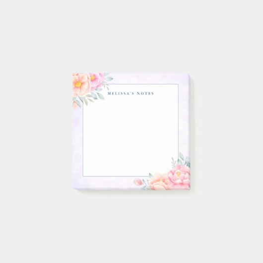 Post-it® Aquarelle Peonis Rose Peach Floral Boho (Devant)