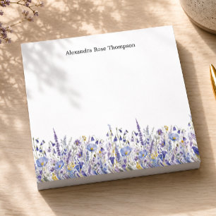 Post-it® Aquarelle personnalisée de fleurs sauvages bleues