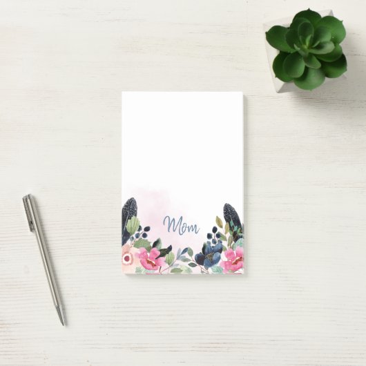 Post-it® Aquarelle personnalisée Floral (Bureau)