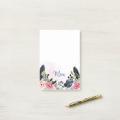 Post-it® Aquarelle personnalisée Floral (Sur un bureau)