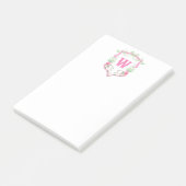 Post-it® Aquarelle Pink & Green Golf Panier Monogram Crest (Incliné)