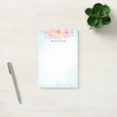 Post-it® Aquarelle pivoines Rose rose Turquoise Floral (Bureau)