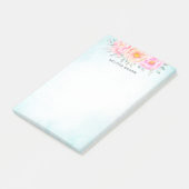 Post-it® Aquarelle pivoines Rose rose Turquoise Floral (Incliné)