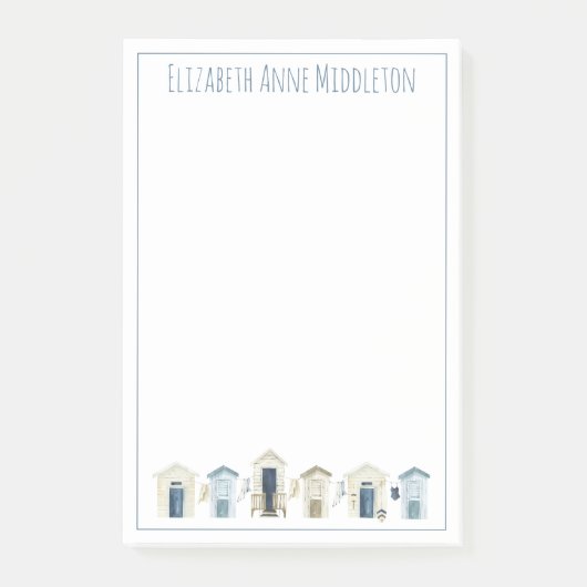 Post-it® Aquarelle Plage Côtière Cabines Personnalisées (Devant)