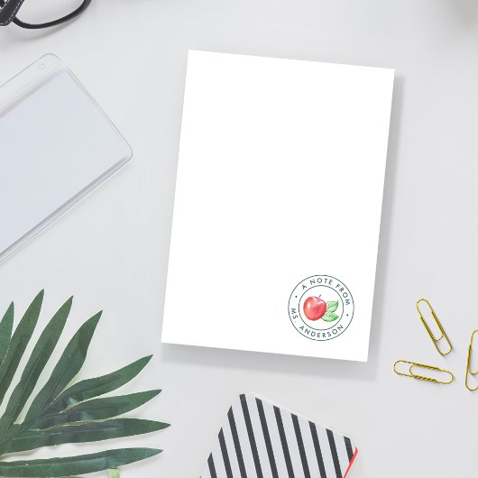 Post-it® Aquarelle Pomme enseignant personnalisé
