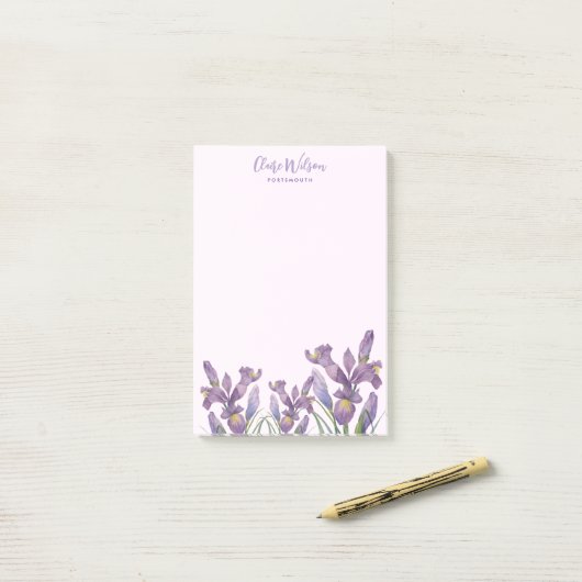 Post-it® Aquarelle Purple Iris Notes de message Rappel (Sur un bureau)