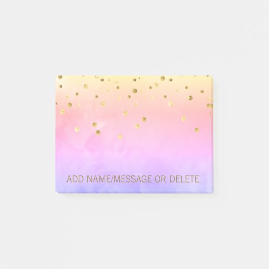 Post-it® Aquarelle Rainbow personnalisée Faux Gold Foil (Devant)