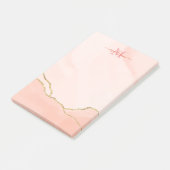 Post-it® Aquarelle rose chic et monogramme or Faux (Incliné)