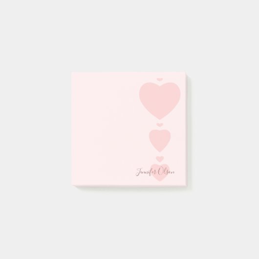 Post-it® Aquarelle rose Coeurs Élégant Chic tendance Simple (Devant)