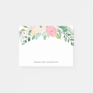 Post-it® Aquarelle rose et blanc brillant Floral Personnali
