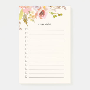 Post-it® Aquarelle rose et crème Florale à faire