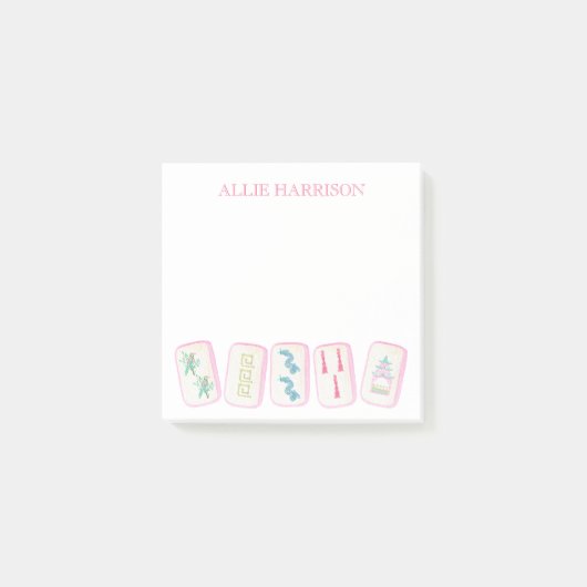 Post-it® Aquarelle rose et vert Mahjong Carreaux Personnali (Devant)