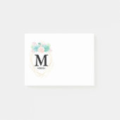 Post-it® Aquarelle rose et vert moderne Succulents Monogram (Devant)