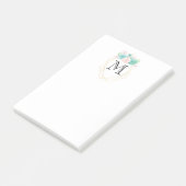 Post-it® Aquarelle rose et vert moderne Succulents Monogram (Incliné)