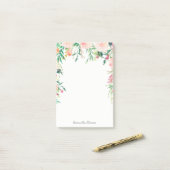 Post-it® Aquarelle rose féminine Florale avec votre nom (Sur un bureau)