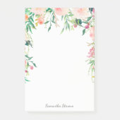 Post-it® Aquarelle rose féminine Florale avec votre nom (Devant)
