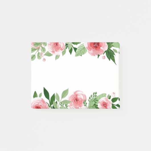 Post-it® Aquarelle rose Fleurs Poster (Devant)