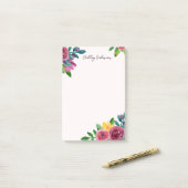 Post-it® Aquarelle rose floral. Fleurs de jardin botanique (Sur un bureau)
