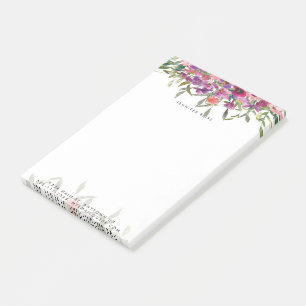 Post-it® Aquarelle rose floral personnalisé