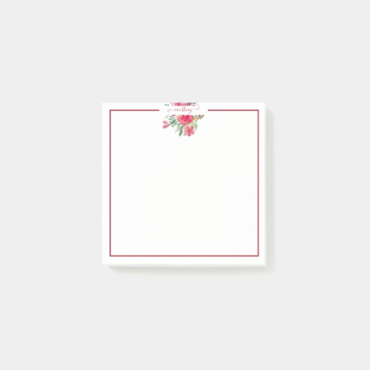 Post-it® Aquarelle rose floral personnalisé (Devant)