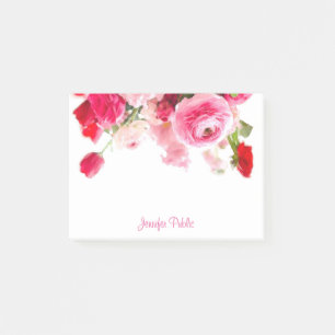 Post-it® Aquarelle Rose manuscrit Nom du script Floral