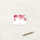 Post-it® Aquarelle Rose manuscrit Nom du script Floral (Sur un bureau)