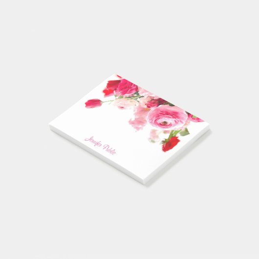 Post-it® Aquarelle Rose manuscrit Nom du script Floral (Incliné)