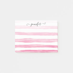 Post-it® Aquarelle rose mignonne moderne rayures Girls Scri