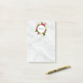 Post-it® Aquarelle rose moderne Bouquet floral Monogramme (Sur un bureau)