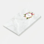 Post-it® Aquarelle rose moderne Bouquet floral Monogramme (Incliné)