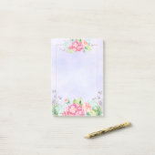 Post-it® Aquarelle rose moderne Cadre Floral (Sur un bureau)