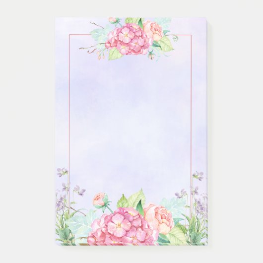 Post-it® Aquarelle rose moderne Cadre Floral (Devant)