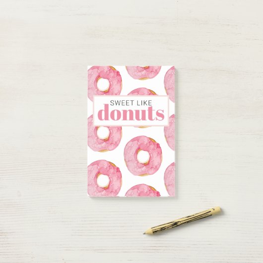 Post-it® Aquarelle rose moderne douce comme les beignets Ci (Sur un bureau)