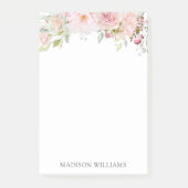 Post-it® Aquarelle rose monogramme Rose Flower Élégant (Devant)