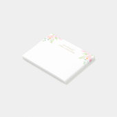Post-it® Aquarelle rose pastel Floral Nom personnalisé (Incliné)