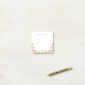 Post-it® Aquarelle rose personnalisée Boho floral (Sur un bureau)