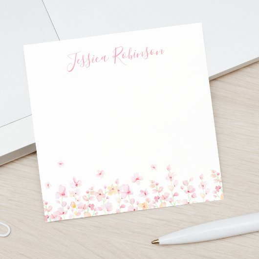 Post-it® Aquarelle rose personnalisée Floral