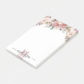 Post-it® Aquarelle Rose poussiéreuse Fleur florale Monogram (Incliné)