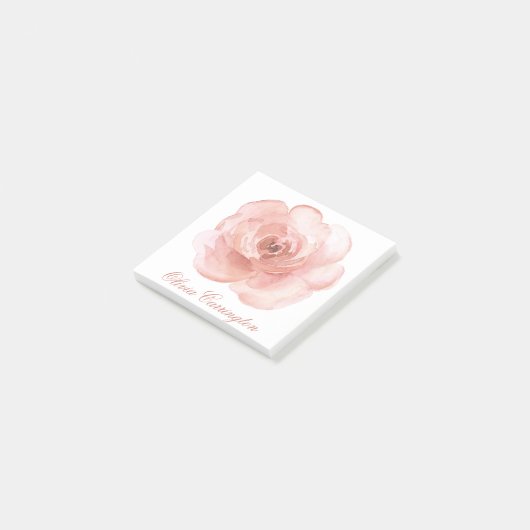 Post-it® Aquarelle rose Rose Nom élégant Bureau Joli (Incliné)