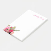 Post-it® Aquarelle rose rouge Roses main Script Texte Flora (Incliné)
