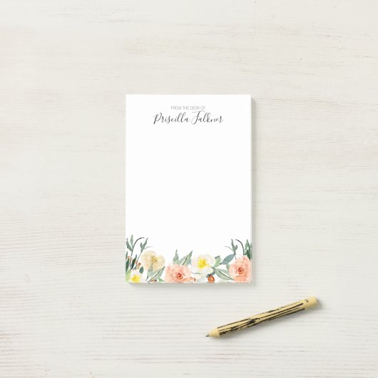 Post-it® Aquarelle rose Vide Du Bureau De (Sur un bureau)