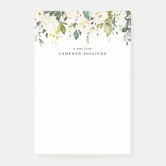 Post-it® Aquarelle Roses blanches et Hydrangeas Garland (Devant)