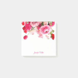 Post-it® Aquarelle Roses Calligraphié Nom du script Floral