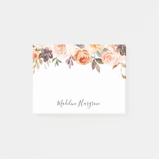 Post-it® Aquarelle Rustique Automne Floral Personnalisé (Devant)