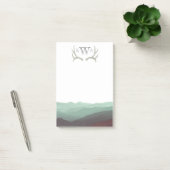 Post-it® Aquarelle Rustique Mountain & Antler | Monogramme (Bureau)